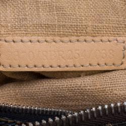 Pre Owned Fendi Brown Lizard and Canvas Small Diavolo Trapezio Shoulder Bag