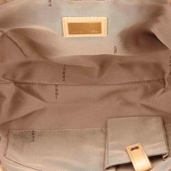 Pre Owned Fendi Beige Zucchino Canvas Small Roll Tote