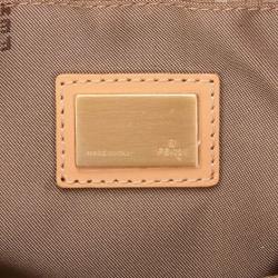 Pre Owned Fendi Beige Zucchino Canvas Small Roll Tote