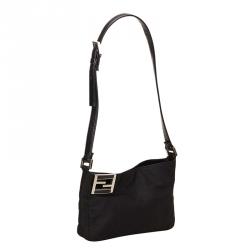 Pre Owned Fendi Black Nylon Shoulder Bag