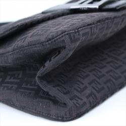 Pre Owned Fendi Black Zucchino Canvas Mama Forever Shoulder Bag