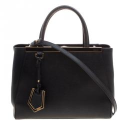 Pre Owned Fendi Black Leather Small 2Jours Tote