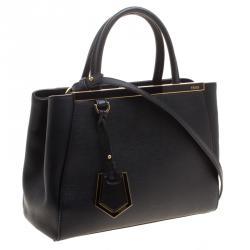 Pre Owned Fendi Black Leather Small 2Jours Tote