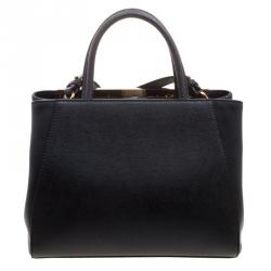 Pre Owned Fendi Black Leather Small 2Jours Tote