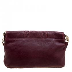 Pre Owned Fendi Burgundy Leather Mia Crossbody Bag