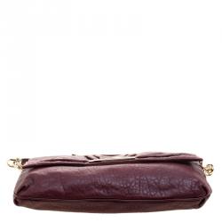 Pre Owned Fendi Burgundy Leather Mia Crossbody Bag