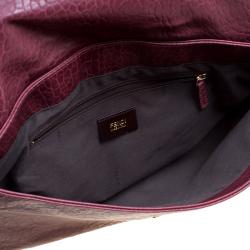 Pre Owned Fendi Burgundy Leather Mia Crossbody Bag