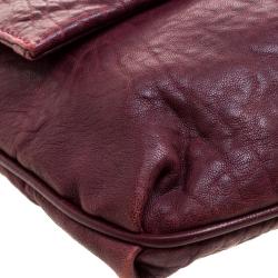 Pre Owned Fendi Burgundy Leather Mia Crossbody Bag