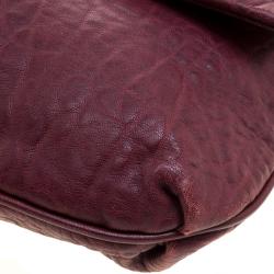 Pre Owned Fendi Burgundy Leather Mia Crossbody Bag