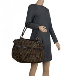 Pre Owned Fendi Tobacco Zucca Canvas Giant Chef Hobo