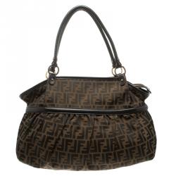 Pre Owned Fendi Tobacco Zucca Canvas Giant Chef Hobo