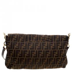 Pre Owned Fendi Tobacco Zucca Canvas Mia Crossbody Bag