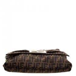 Pre Owned Fendi Tobacco Zucca Canvas Mia Crossbody Bag