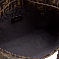 Pre Owned Fendi Tobacco Zucca Canvas Mia Crossbody Bag