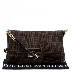 Pre Owned Fendi Tobacco Zucca Canvas Mia Crossbody Bag