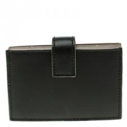 Pre Owned Fendi Black Leather Accordion Wallet 