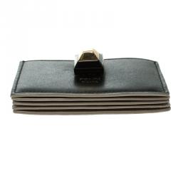 Pre Owned Fendi Black Leather Accordion Wallet 