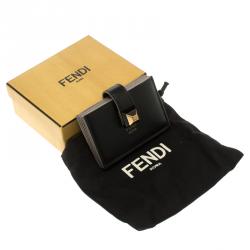 Pre Owned Fendi Black Leather Accordion Wallet 