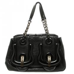 Pre Owned Fendi Black Leather B Bag