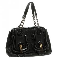 Pre Owned Fendi Black Leather B Bag