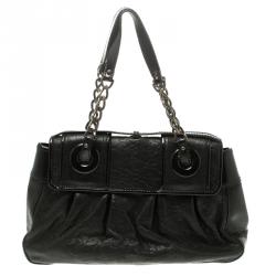 Pre Owned Fendi Black Leather B Bag