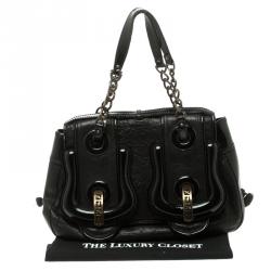 Pre Owned Fendi Black Leather B Bag