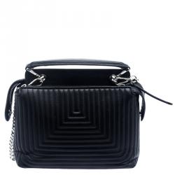 Pre Owned Fendi Black Quilted Leather Dotcom Click Shoulder Bag