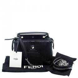 Pre Owned Fendi Black Quilted Leather Dotcom Click Shoulder Bag