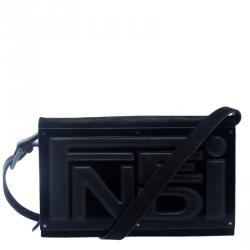 Pre Owned Fendi Black Suede/Leather and Acrylic Box Shoulder Bag