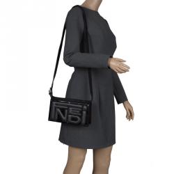 Pre Owned Fendi Black Suede/Leather and Acrylic Box Shoulder Bag