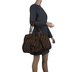 Pre Owned Fendi Tobacco Zucca Canvas Large Mia Shoulder Bag