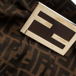 Pre Owned Fendi Tobacco Zucca Canvas Large Mia Shoulder Bag
