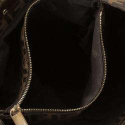 Pre Owned Fendi Tobacco Zucca Canvas Large Mia Shoulder Bag