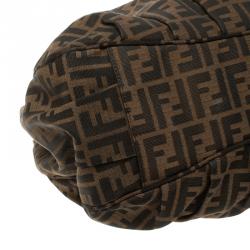 Pre Owned Fendi Tobacco Zucca Canvas Large Mia Shoulder Bag
