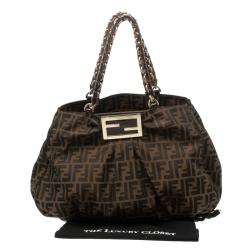 Pre Owned Fendi Tobacco Zucca Canvas Large Mia Shoulder Bag