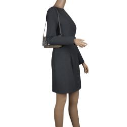 Pre Owned Fendi Silver/Gold Shimmering Fabric Mini Mia Shoulder Bag