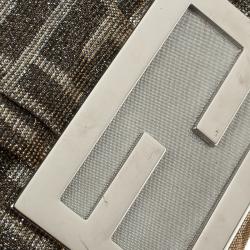 Pre Owned Fendi Silver/Gold Shimmering Fabric Mini Mia Shoulder Bag