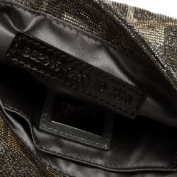 Pre Owned Fendi Silver/Gold Shimmering Fabric Mini Mia Shoulder Bag