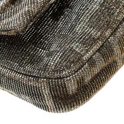 Pre Owned Fendi Silver/Gold Shimmering Fabric Mini Mia Shoulder Bag