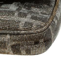 Pre Owned Fendi Silver/Gold Shimmering Fabric Mini Mia Shoulder Bag