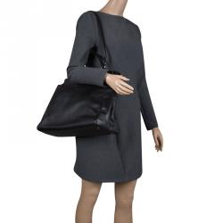 Pre Owned Fendi Black Leather with Python Lining Large Peekaboo Top Handle Bag