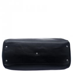 Pre Owned Fendi Black Leather with Python Lining Large Peekaboo Top Handle Bag