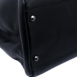 Pre Owned Fendi Black Leather with Python Lining Large Peekaboo Top Handle Bag