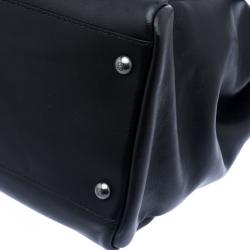 Pre Owned Fendi Black Leather with Python Lining Large Peekaboo Top Handle Bag