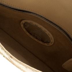 Pre Owned Fendi Beige Floral Embroidered Fabric Mama Baguette Shoulder Bag