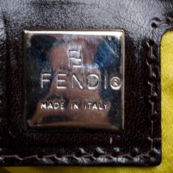 Pre Owned Fendi Dark Blue Beaded Denim Mama Baguette Shoulder Bag