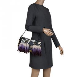 Pre Owned Fendi Multicolor Sequins/Wool and Glitters Embellishment Mama Baguette Shoulder Bag