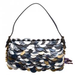 Pre Owned Fendi Multicolor Sequins/Wool and Glitters Embellishment Mama Baguette Shoulder Bag