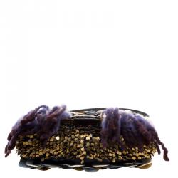 Pre Owned Fendi Multicolor Sequins/Wool and Glitters Embellishment Mama Baguette Shoulder Bag
