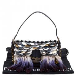 Pre Owned Fendi Multicolor Sequins/Wool and Glitters Embellishment Mama Baguette Shoulder Bag